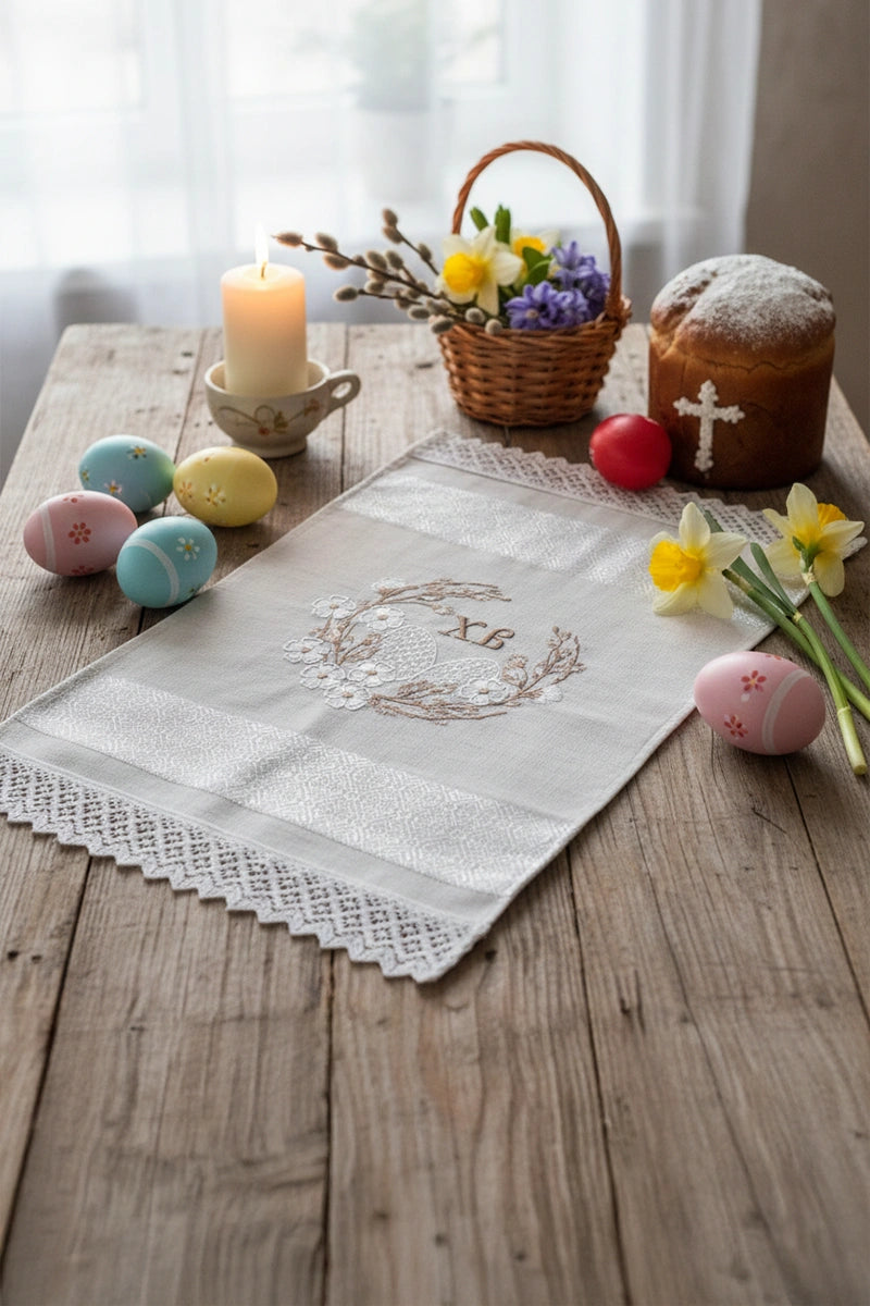 Пасхальный рушник с писанками