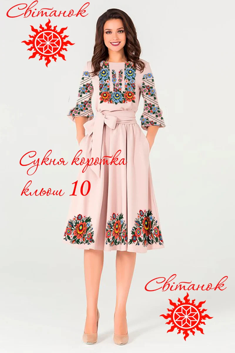 Сукня жіноча коротка кльош 10 (заготовка для вишивання)