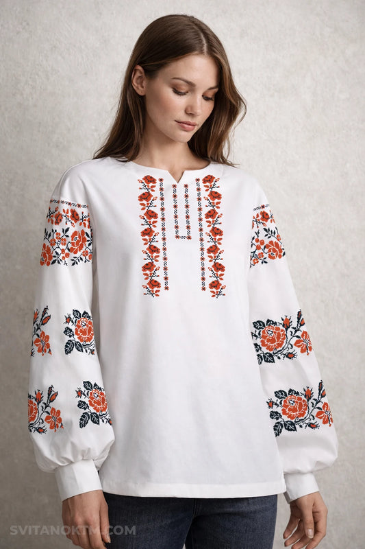 Вишиванка з трояндами заготовка під вишивку жіночої сорочки купити Ужгород