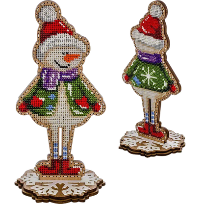 Заготовка для вишивки бісером на дерев’яній основі «Сніговик»