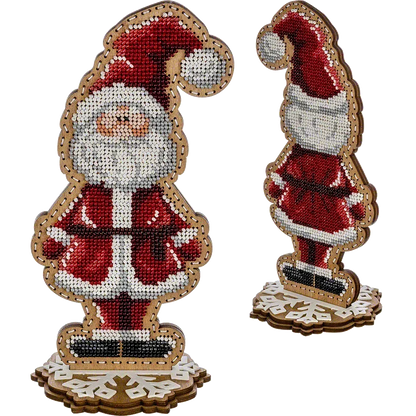 Заготовка для вишивки бісером на дерев’яній основі «Санта Клаус»