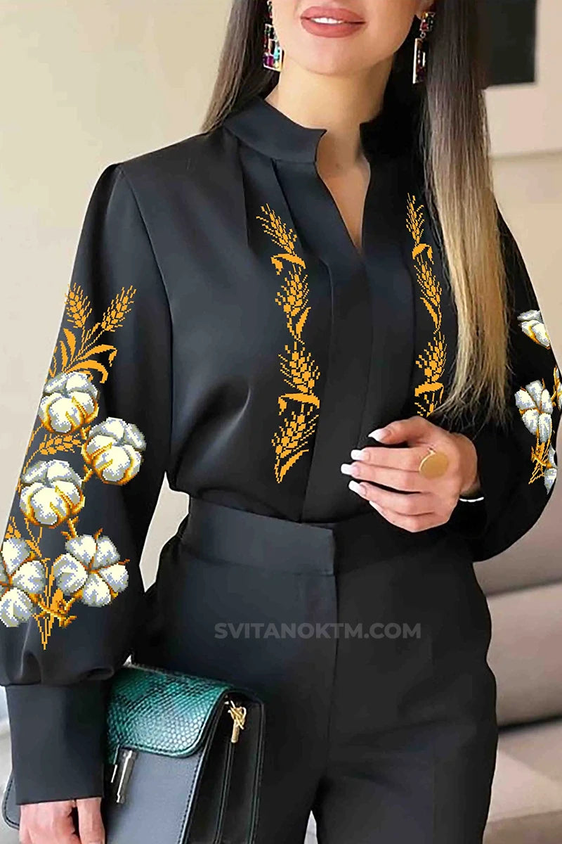 жіноча заготовка для вишивки пшениця та бавовна українська  вишиванка з колосками і білими квітами
