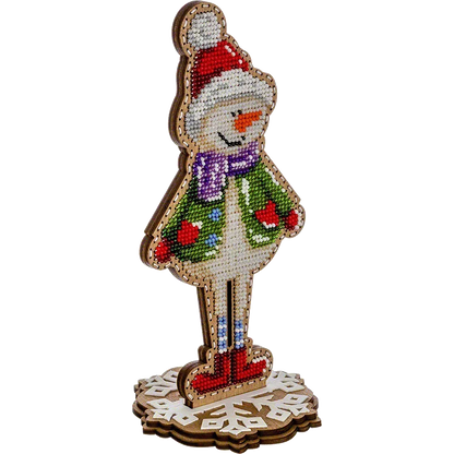 Заготовка для вишивки бісером на дерев’яній основі «Сніговик»