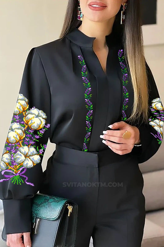 жіноча заготовка для вишивки бавовна та лаванда українська схема з квітковим орнаментом
