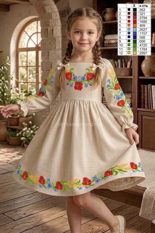 Заготовка дитячого плаття під вишивку | Заготовка для вишивки дитячої сукні купити Київ