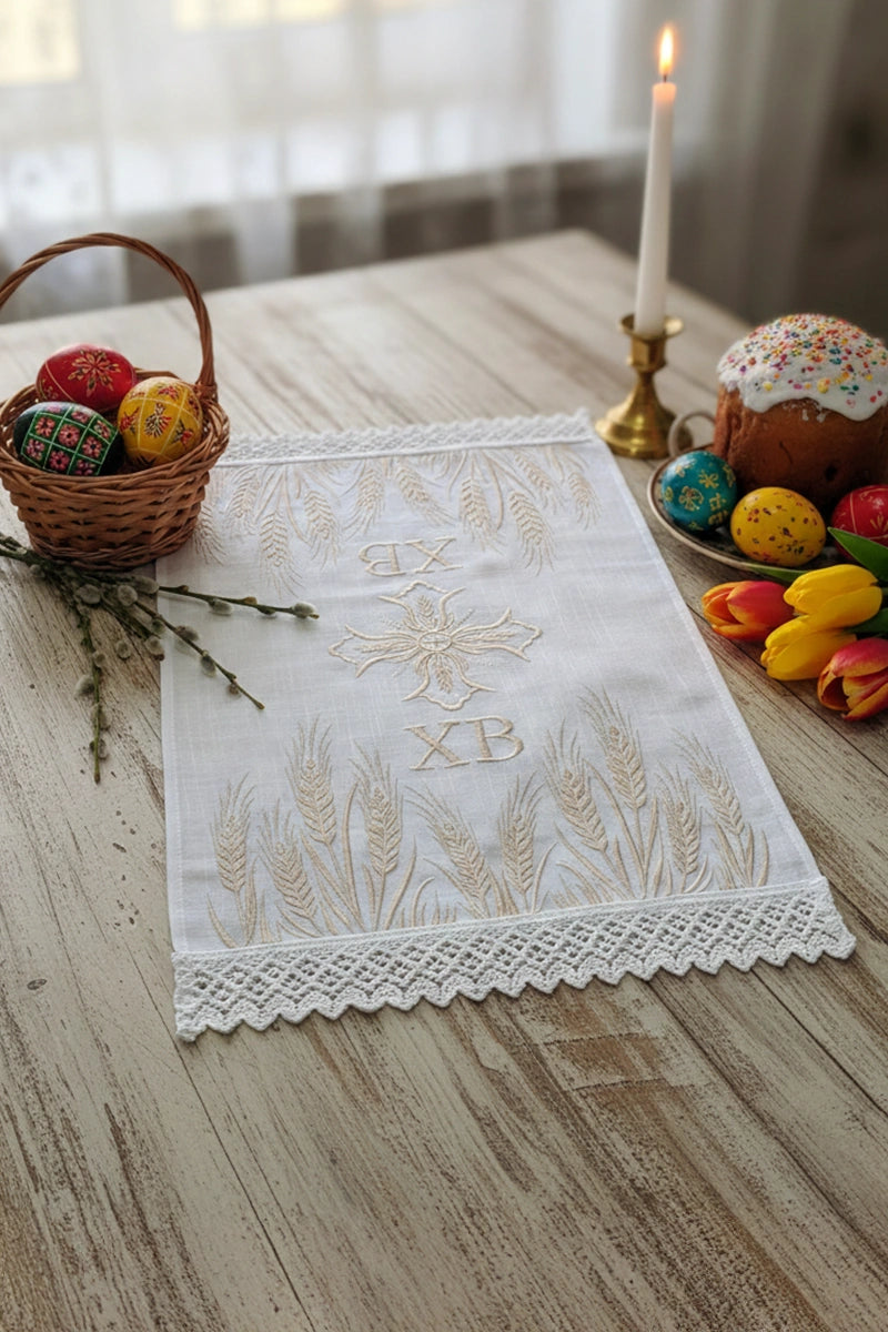 Рушник великодній купити вишитий на Великодній кошик
