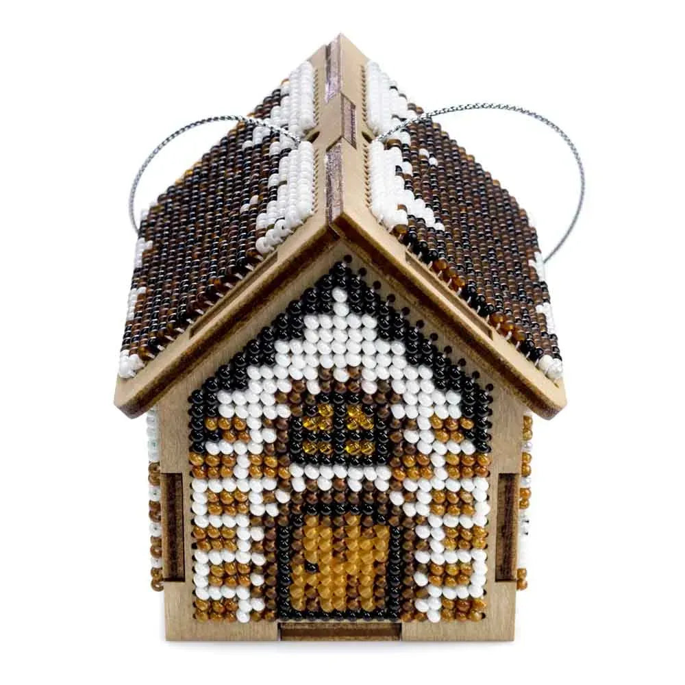 Заготовка для вишивки бісером на дерев’яній основі «Зимовий будиночок»