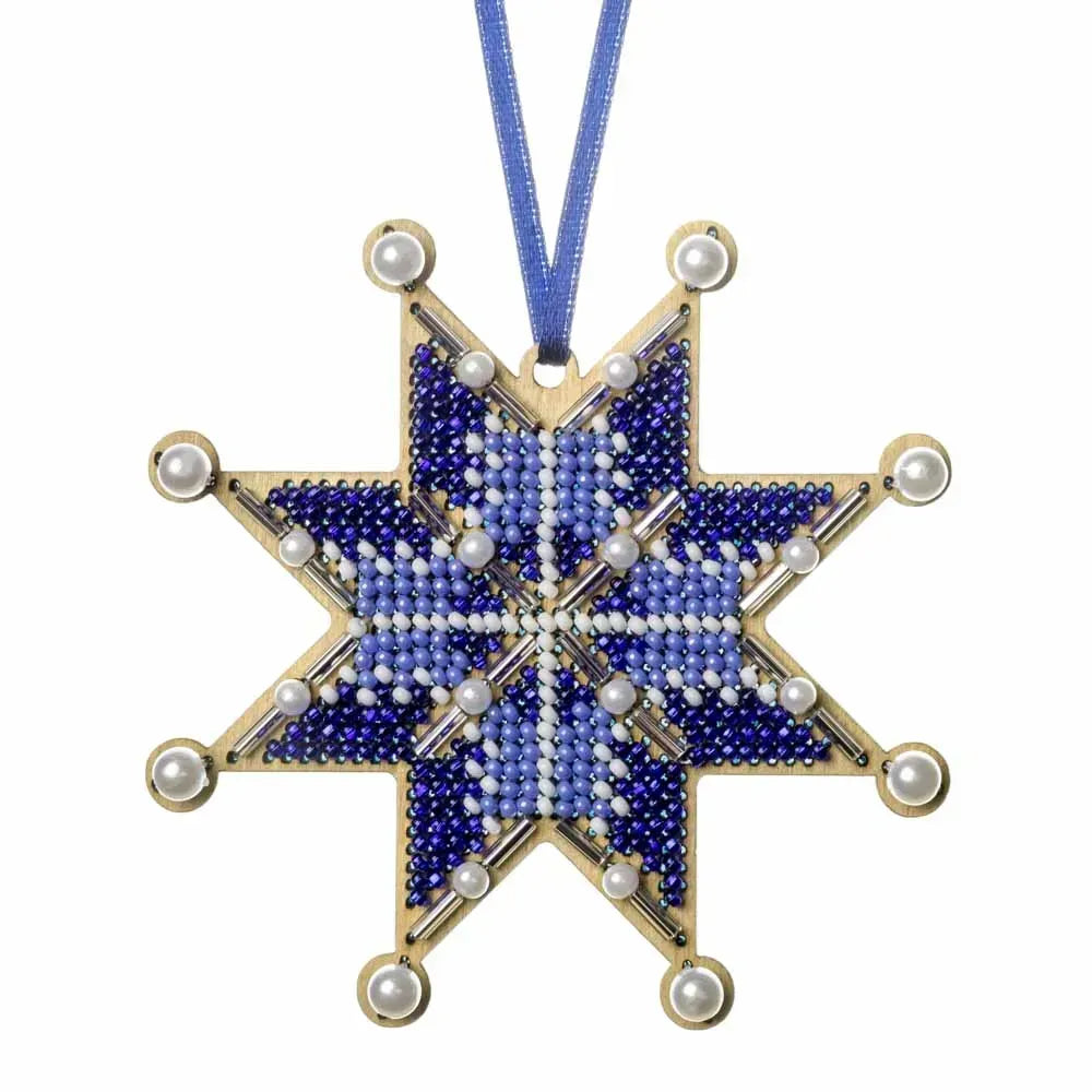 Заготовка для вишивки бісером на дерев’яній основі «Ялинкова прикраса – Різдвяна зірка»