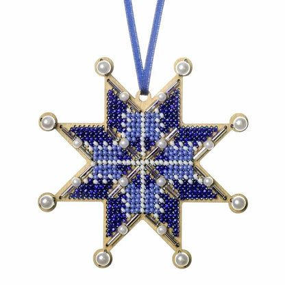 Заготовка для вишивки бісером на дерев’яній основі «Ялинкова прикраса – Різдвяна зірка»