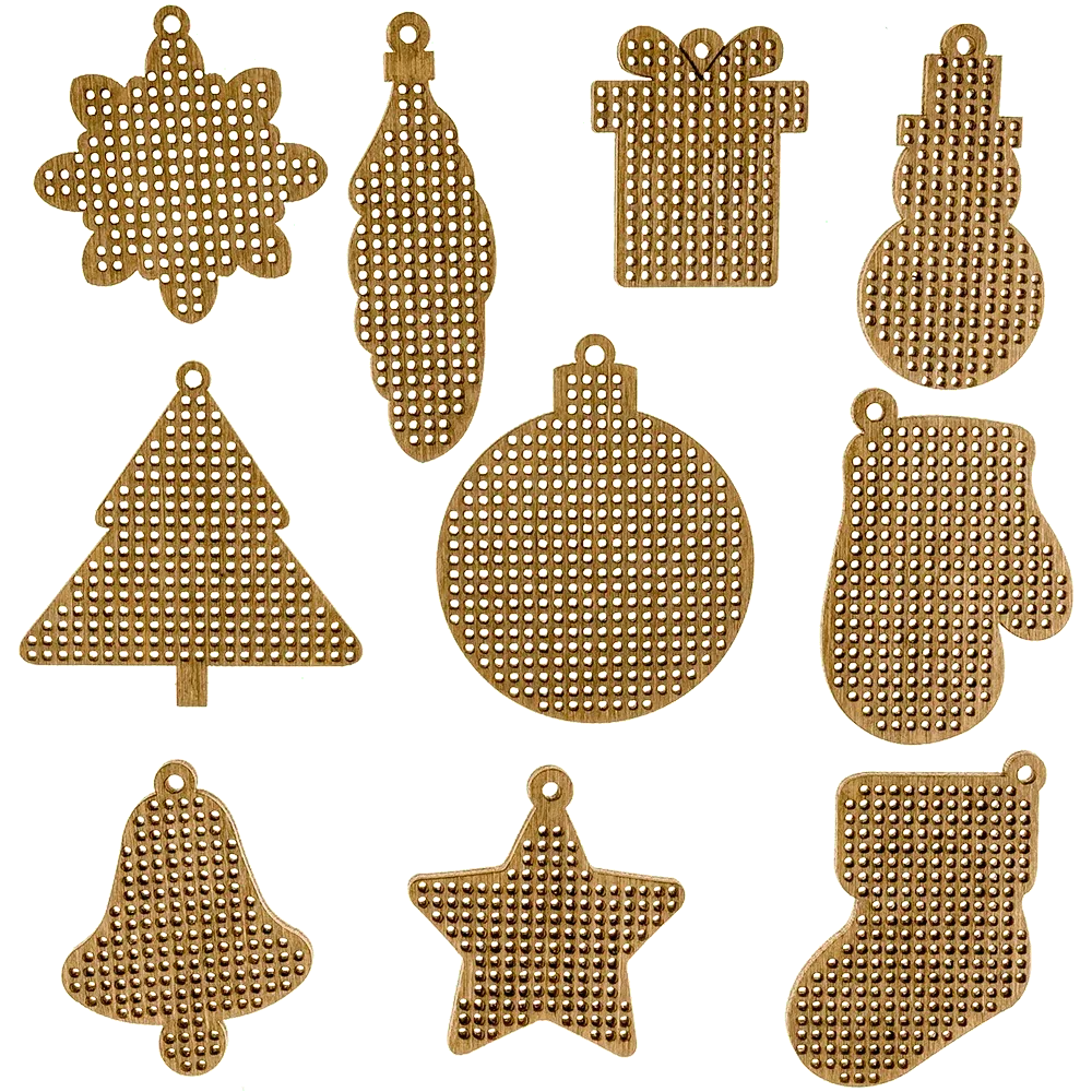 Набір заготовок для вишивки на дерев’яній основі «Новий рік» 007