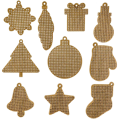 Набір заготовок для вишивки на дерев’яній основі «Новий рік» 007