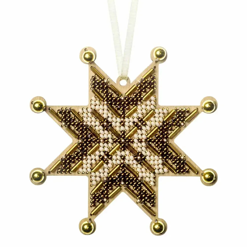 Заготовка для вишивки бісером на дерев’яній основі «Ялинкова прикраса – Різдвяна зірка»