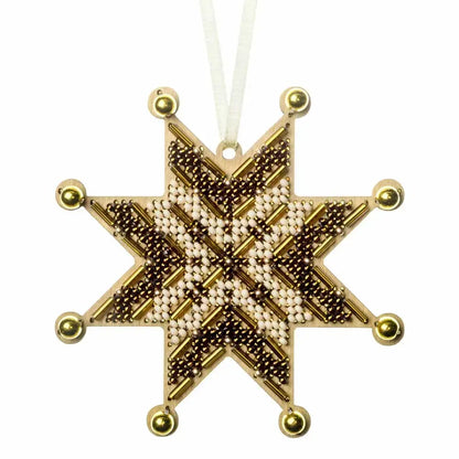 Заготовка для вишивки бісером на дерев’яній основі «Ялинкова прикраса – Різдвяна зірка»