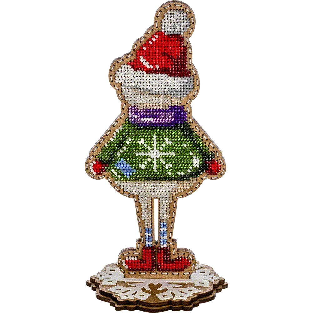 Заготовка для вишивки бісером на дерев’яній основі «Сніговик»