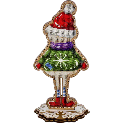 Заготовка для вишивки бісером на дерев’яній основі «Сніговик»
