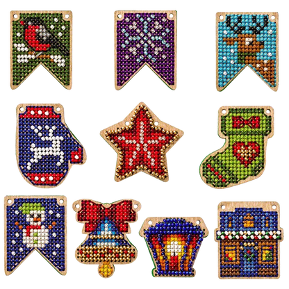 Набір заготовок для вишивки на дерев’яній основі «Новий рік» 009