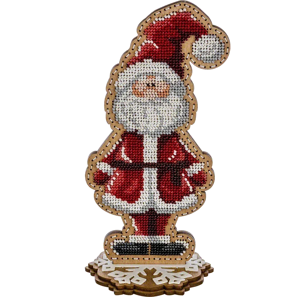 Заготовка для вишивки бісером на дерев’яній основі «Санта Клаус»