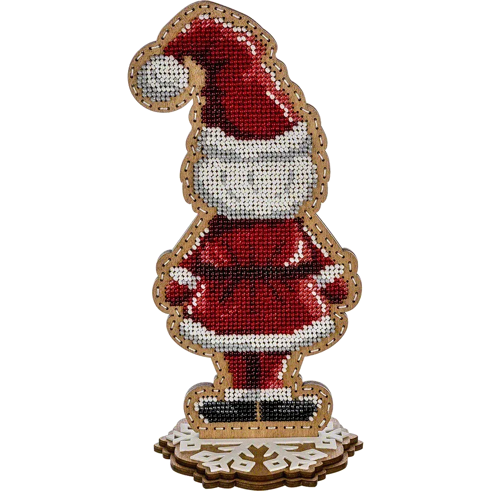 Заготовка для вишивки бісером на дерев’яній основі «Санта Клаус»