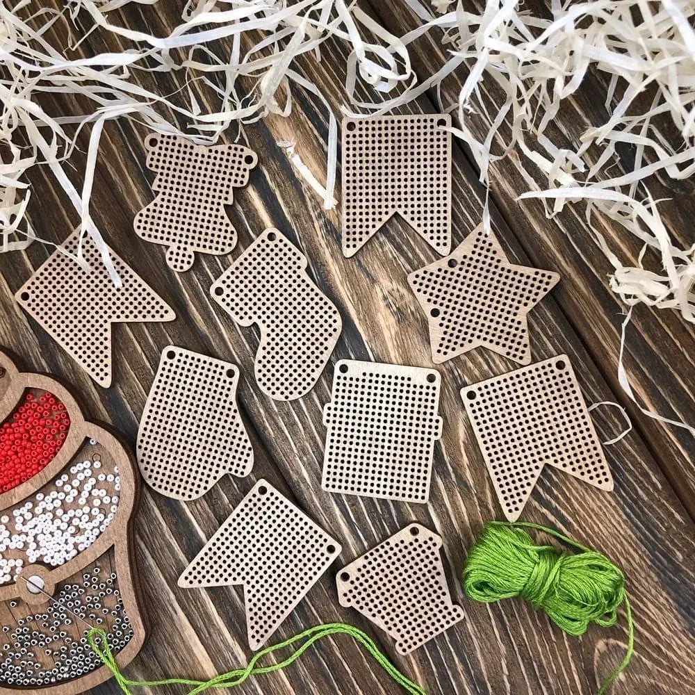 Набір заготовок для вишивки на дерев’яній основі «Новий рік» 009