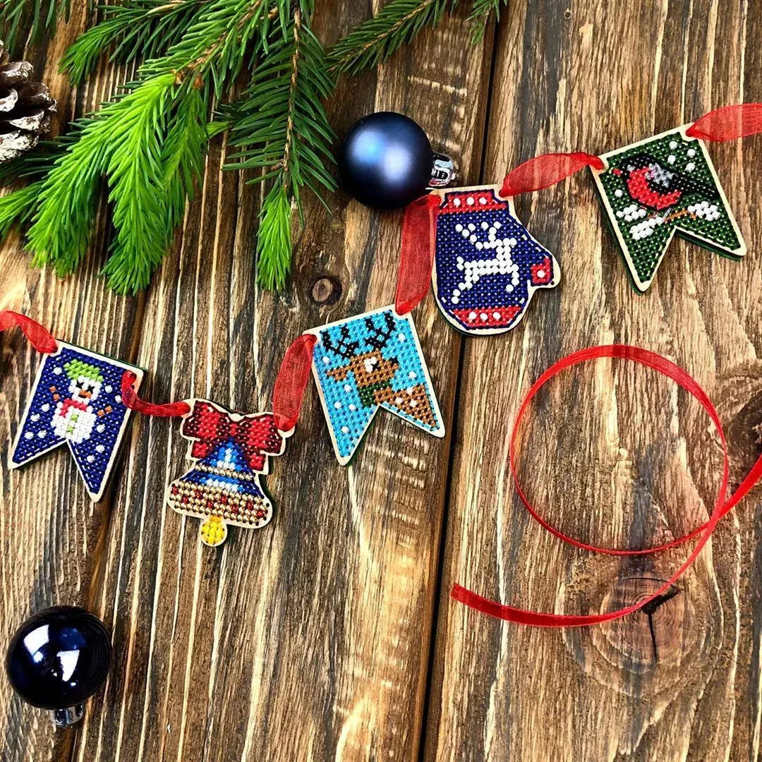 Набір заготовок для вишивки на дерев’яній основі «Новий рік» 009