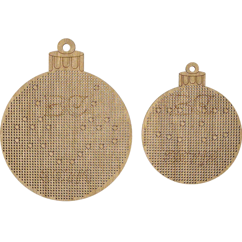 Заготовка для вишивки бісером на дерев’яній основі «Ялинкова прикраса – Різдвяні візерунки» (2 шт)
