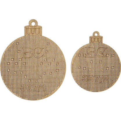 Заготовка для вишивки бісером на дерев’яній основі «Ялинкова прикраса – Різдвяні візерунки» (2 шт)