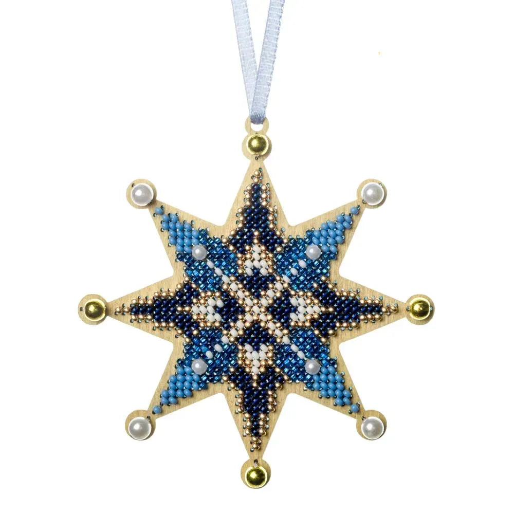 Заготовка для вишивки бісером на дерев’яній основі «Ялинкова прикраса – Різдвяна зірка»