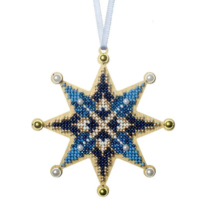 Заготовка для вишивки бісером на дерев’яній основі «Ялинкова прикраса – Різдвяна зірка»