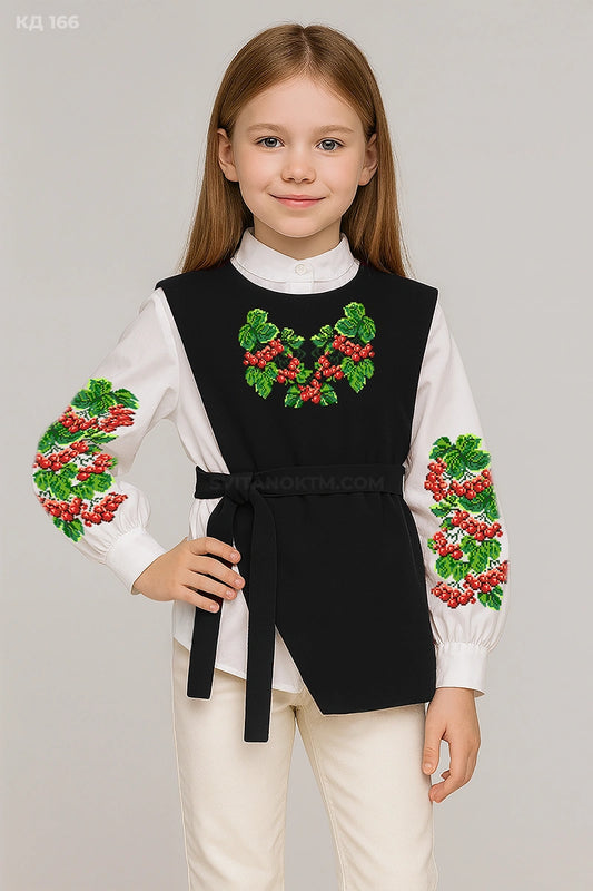 Дитяча камізелька з калиною | Купити вишиту жилетку для дівчинки заготовка під вишивку 