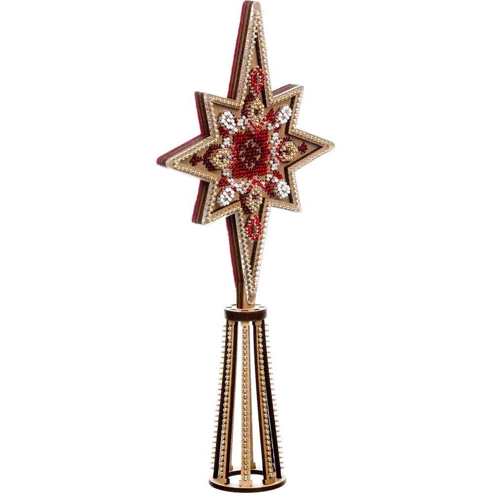 Заготовка для вишивки бісером на дерев’яній основі «Верхівка на ялинку»