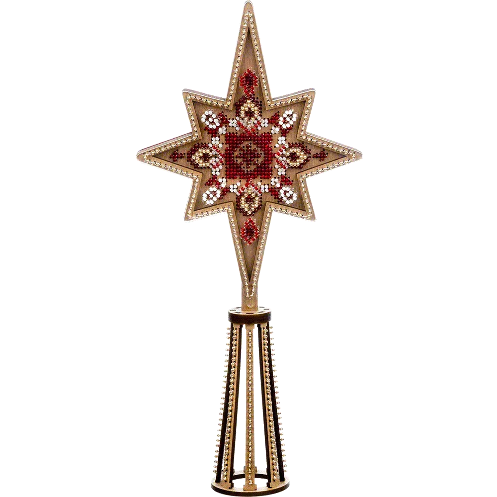 Заготовка для вишивки бісером на дерев’яній основі «Верхівка на ялинку»