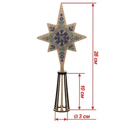 Заготовка для вишивки бісером на дерев’яній основі «Верхівка на ялинку»  Зелена