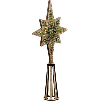 Заготовка для вишивки бісером на дерев’яній основі «Верхівка на ялинку»  Зелена